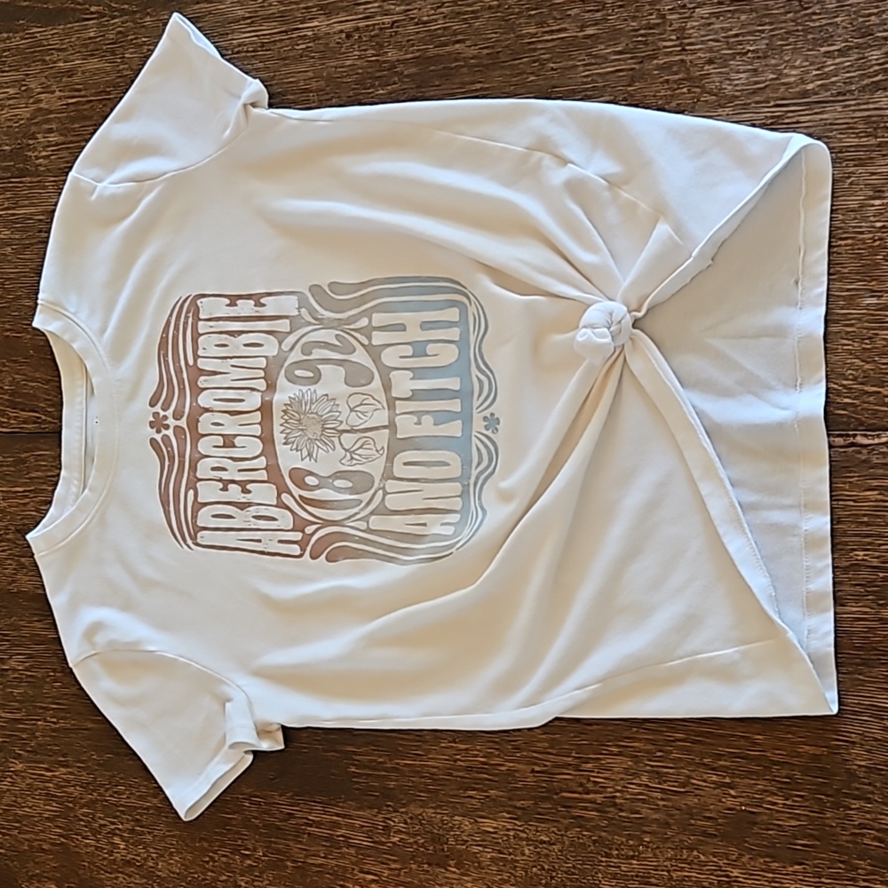 abercrombie kids knot-front graphic logo tee, Size 11/12